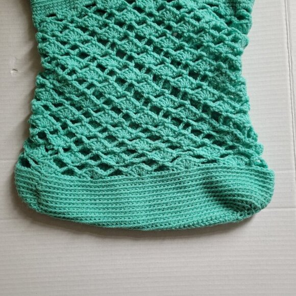 Crochet bag light green hand made knitted purse boho cottagecore knitting tote - Picture 4 of 9